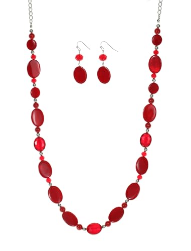 Long Beads Necklaces for Women Glass Crystal Beads Sweater Chain Statement Necklaces with Colorful Beads Fashion Jewelry Necklace and Earrings Set