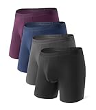 DAVID ARCHY Men's 4 Pack Underwear Micro Modal Separate Pouches Trunks with Fly