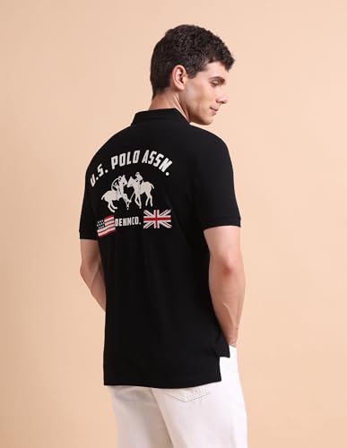 Image of U.S. Polo ASSN. Printed Polo T Shirts for Men - 100% Cotton, Half Sleeves Mens Tshirt