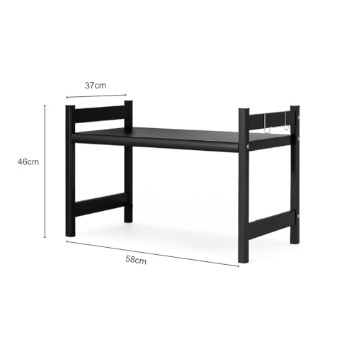 Image of 3-Tier Microwave Oven Stand, Kitchen Organizer Rack, Sturdy DIY Countertop Organizer for Microwave, OTG, Mixer, Utensils & Appliances | Engineered Wood & Metal Rack (55 Kg Capacity)
