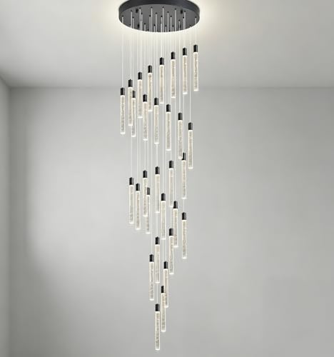 Image of 30-Lights Bubble Crystal Chandelier for Entryway High Ceiling,Black