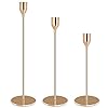 LHGOGO Kerzenständer Gold 3er Set Metall Kerzenhalter für Wohnzimmer Schlafzimmer Moderne Einfachheit Deko Hochzeit Kerze Ständer 33/28/24cm