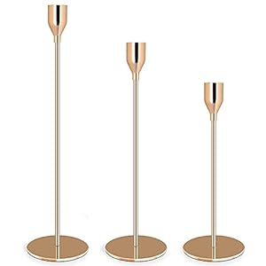 LHGOGO Kerzenständer Gold 3er Set Metall Kerzenhalter für Wohnzimmer Schlafzimmer Moderne Einfachheit Deko Hochzeit Kerze Ständer 33/28/24cm