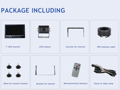 7" 1080P AHD Wired Reverse Rear View Backup Camera System,Guide line,IP69K No Water Leakage Camera, Night Vision, Vibration-Proof 10G for Tractor/Truck/Excavator/Caravan/Skid Steer/Heavy Equipment