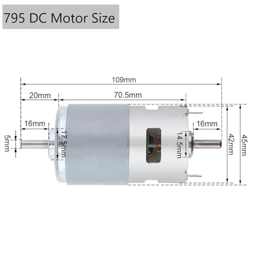 Moteur double roulement à billes 775 DC Motor 12V avec axe traversant double