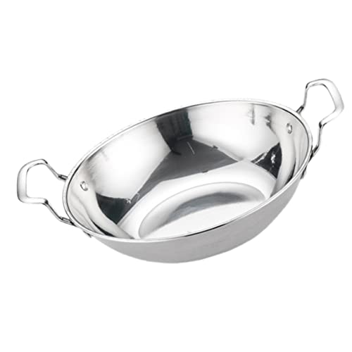 PRETYZOOM Stainless Steel Hot Pot with Double Handles Versatile Cooking Pan for Induction Cookers for Seafood and Soup Kitchenware for Home and Restaurants