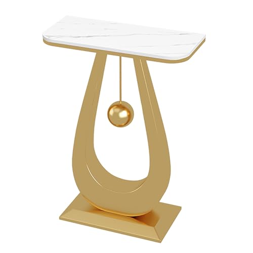 Mesa de consola estrecha de piedra sinterizada y metal negro para pasillos y recibidores modernos