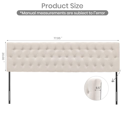 YI DANICA Linen Upholstered Headboard - Diamond Tufted - Adjustable Height - Metal Legs - Bed Frame - King Size
