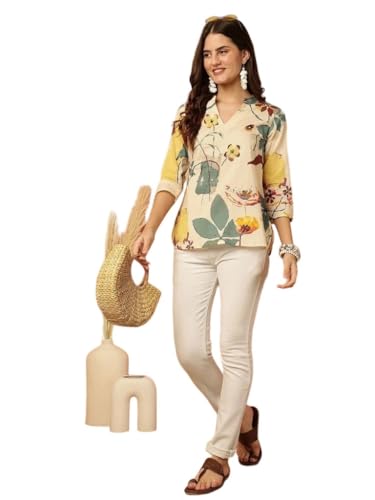 Image of Women's Short Kurti in TopsTunic Rayon Cotton Blend | Ladies Ethnic Tunic