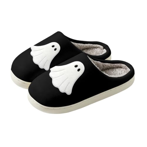 Women Slippers Halloween Cute Ghost Slip On Indoor Cozy Fuzzy House Shoes - image 7