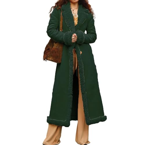 Long Winter Coats for Women Faux Suede Leather Shearing Jacket