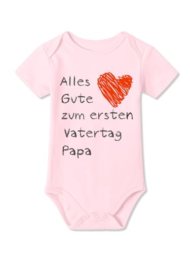BesserBay Baby Unisex Strampler Alles Gute zum ersten Vatertag Kurzarm Rosa Vatertagsgeschenk Body 0-3 Monate
