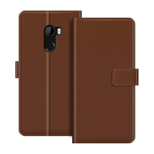 ESACMOT Funda de Cartera de Cuero Compatible con HTC One X10 Funda Tipo Libro con Tarjetero y Soporte, Cierre Magnético, Estilo Folio Resistente a (Marrón)