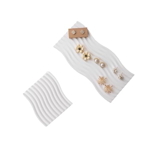 Bandeja de almacenamiento de yeso blanco ondulado para llaves y joyas 3