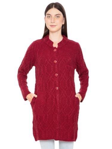 Image of HAUTEMODA Women's Wool Banded Collar Cardigan