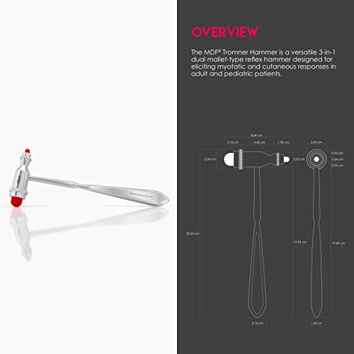 MDF Instruments,Tromner Neurological Reflex Hammer with pointed tip handle for cutaneous and superficial responses - (Red (Red Spice))(MDF555-02)
