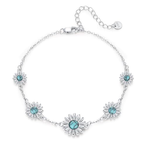 Pulsera turquesa de plata de ley 925 con acabados de alta joyería