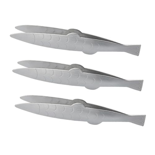 Alipis 3piezas Clip De Comida Forma De Pez Pinzas Para Espinas De Pescado De Acero Inoxidable De Pinzas Planas y Oblicuas Para Removedor De Espinas Prácticos Clips Para Alimentos Cocina