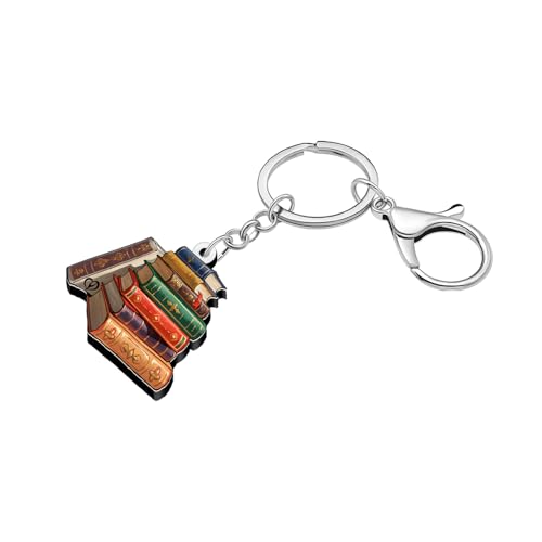 LONYOO Acrylic Book Keychain Accessories Bookish Gifts for Book Lovers Women Bookworm Reader Girls Kids Backpack Purse Charms