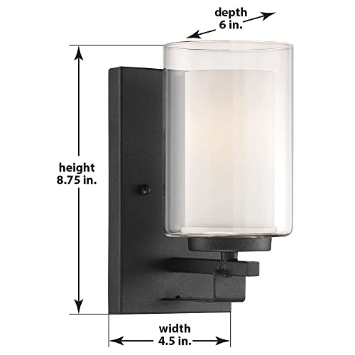 Image of Minka Lavery Wall Sconce Lighting 6101-84, Parsons Studio Damp Bath Vanity Fixture, 1 Light, Nickel