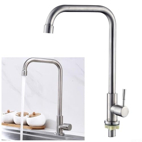 Grifo de lavabo de acero inoxidable 304, grifo purificador de agua de cocina, grifo giratorio de agua fría para cocina y hogar