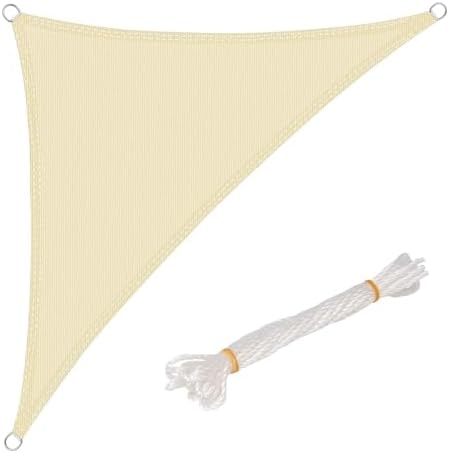 WOLTU Vela ombreggiante 5x5x7m in HDPE 180 g/m² Traspirante Tenda a Vela Parasole Triangolare Protezione Solare Respirante Anti UV Giardino Esterni Beige