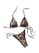 OYOANGLE Women's 2 Piece Leopard Print Swimsuits Sequin Sparkly Triangle Halter Bikini Set Beachwear Brown Large