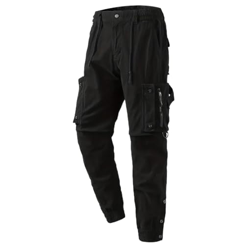 Men's Cargo Pants Baggy Classic Elastic Waist Relaxed Fit Skateboard Pants Streetwear with Multi Pockets