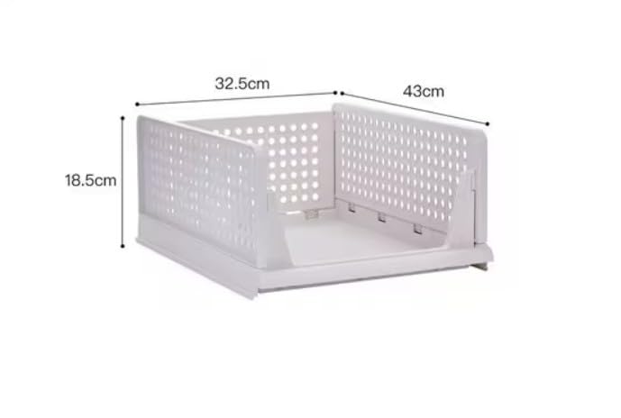 Genérico Organizador de Armario (Pack de 8) – Cajas de Almacenamiento de Plástico con Cajones Extraíbles para Ropa, Estantes, Vestidor y Baño, 43 x 32,5 x 18,5 cm