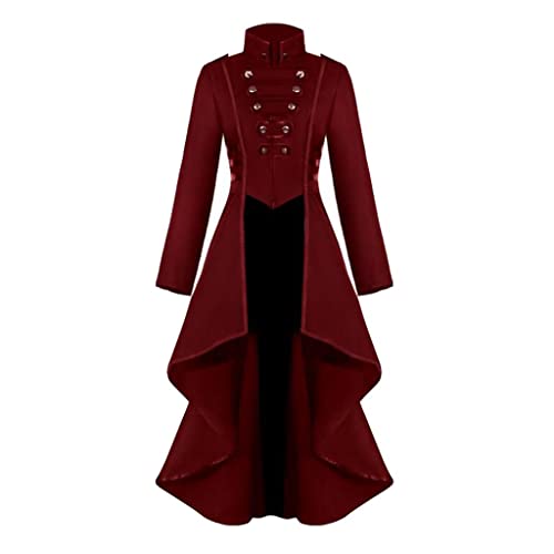 Abrigo Steampunk Rojo para mujer tipo gabardina larga gótica para cosplay y fiestas temáticas