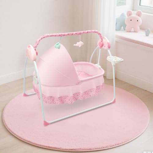 DSYOGX   Columpio eléctrico para bebé de 0 a 18 meses, columpio para bebés y balancín con 5 ajustes de velocidad y 12 música integrada