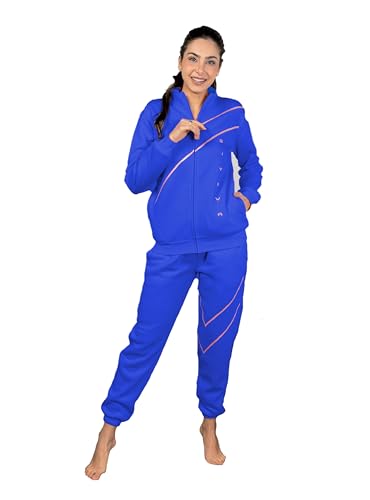 GIVOVA Tuta Femminile Intera, Completo da Donna Homewear Lungo Confortevole (IT, Testo, S, Regular, Regular, G25F Bluette-No Zip)