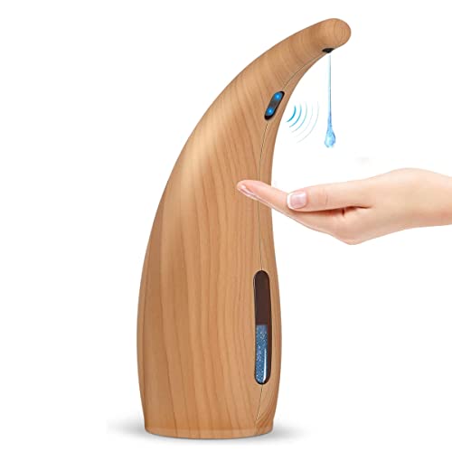 Automatic Soap Dispenser, 10.25 Oz Touchless Soap Dispenser, Auto Dish Soap Dispenser with IP65 Waterproof, Auto Sensor Liquid Soap Dispenser for Kitchen Bathroom Hotel Restaurant (Wood Grain)