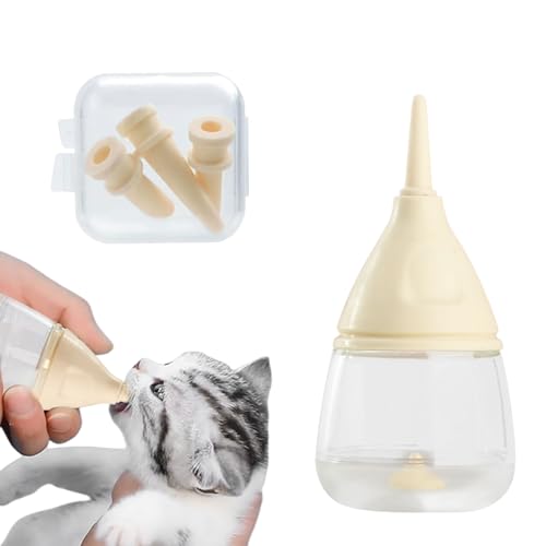 ペット 哺乳瓶 乳首 子猫 子犬 哺乳瓶 介護 ミルク ボトル ペット 給水ボトル 流動食 薬 餌やり 水やり ウサギ 小動物 給水器 目盛り付き (イエロー 40ML)