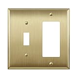 ENERLITES Combination Toggle and Decorator Switch Metal Wall Plate, Stainless Steel 201, Corrosion Resistant, Size 2-Gang 4.50' x 4.57', 771131-BB, Brushed Brass, Gold