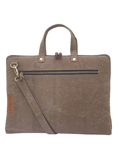 Image of The House of tara Brown Canvas Laptop MacBook Messenger Bag for Men and Women | Formal Business Slim Crossbody Sling Bag for College Purpose | Laptop Upto 15.6 Inch | Handbags with Shoulder Straps
