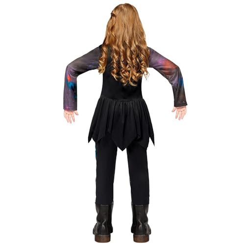 amscan (PKT) (9908573) Child Girls Neon Skeleton Girl - Recycled Costume (8-10yr), Black, 8-10 Years - Image 2