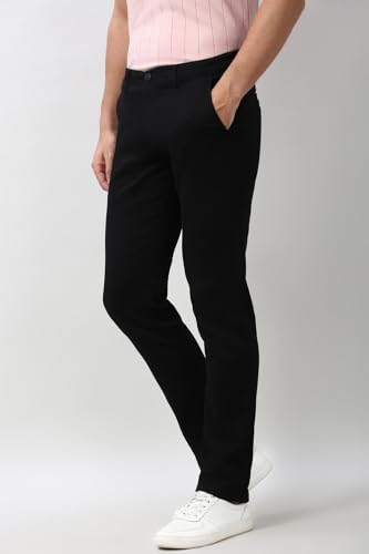 Image of Peter England Men's Slim Fit Stretchable Casual Trousers | Office & Everyday Wear | Comfortable & Smart Look