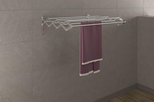 Image of Premium Heavy-Duty Stainless Steel Retractable Wall-Mounted Clothes Drying Rack | Multi-Rod Design for Laundry Room, Bathroom, Balcony, Indoor & Outdoor Use - 7 Rod, 4 Feet