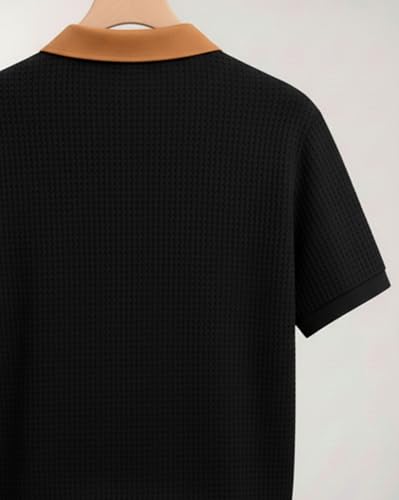 Image of AUSK Men Casual T-Shirt, Texture Printed Half Sleeve Tshirt for Mens, Polo Tshirt