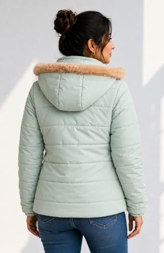 Image of SANE ORIGINALS Winter Jacket for Women with Detatchable Hoodie Cap || Lightweight Full Zipper Regular Fit Warm Jacket for Ladies