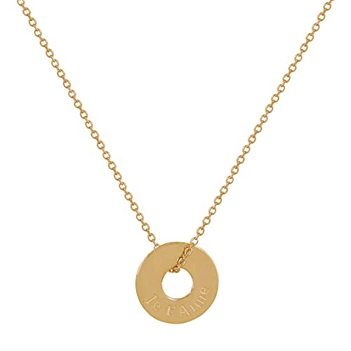 Collier Plaqué Or Jeton Ajouré Gravé Je T'Aime : sublimez votre style casual chic quotidien