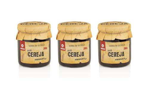 Mermelada de Cerezas - Pack de 3 Frascos de 280g - Cerezas Dulces y Jugosas - Ideal para Postres y Desayunos - Sin Aditivos Artificiales - Producto Gourmet de Origen Portugués