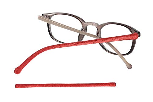 Soft Eyewear Temple Arm Cover Sleeves Add Colors & Designs Eyeglasses Sunglasses for Men, Women & Kids 2 Sizes (Small, Red)