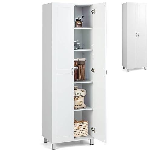 COSTWAY 187cm Tall Kitchen Cupboard, 2-Door Buffet Pantry Storage...