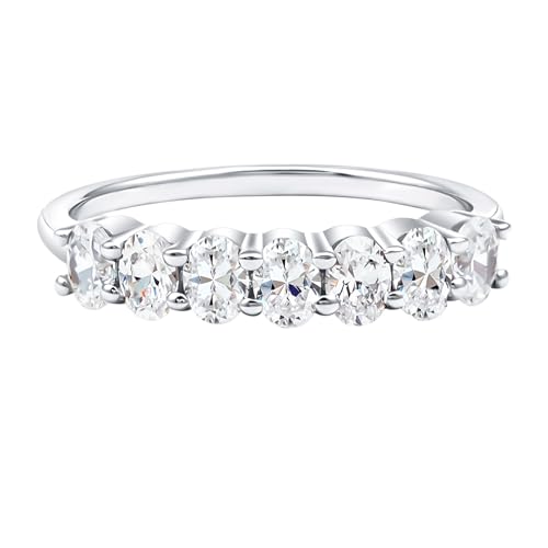 Certified Lab Grown Diamond Wedding Eternity Band, Ef-Vs Quality, Oval Diamond Anniversary Ring - Ready To Gift