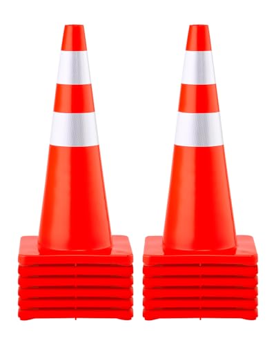 VEVOR Safety Cones, 28 in/73 cm Height, 12 PCS PVC Orange Traffic...