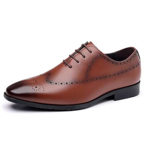 Mens Modern Fashion Oxfords Shoes for Men, Round Toe Lace-up Leather Dress Comfortable Fashion Footwear for Wedding Business