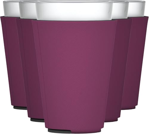 Image of TahoeBay Blank Pint Glass Sleeves, Beer Coolers, 6-Pack, Maroon | Insulating Foam Cooler, 16oz Collapsible Tapered Beverage Holder, Bar Cup Insulator for Transfer Vinyl, HTV, Sublimation, DTF