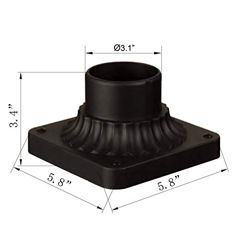 LIT-PaTH Outdoor Post Light Mounting Base, Pier Mount Base with Matte Black Finish, 2-Pack